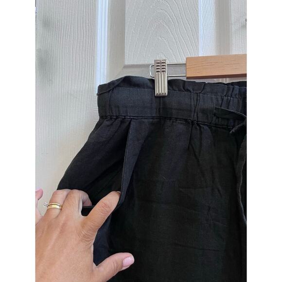 Charlie Paige New Black Linen Blend Wide Leg Crop Pant Size Large Resort Breezy - Picture 5 of 10